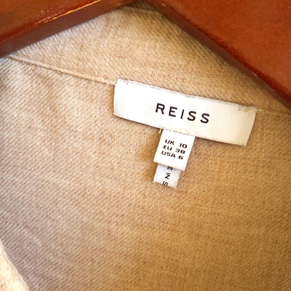 Reiss Arlo Beige Textured button up Shirt - Picture 4 of 7